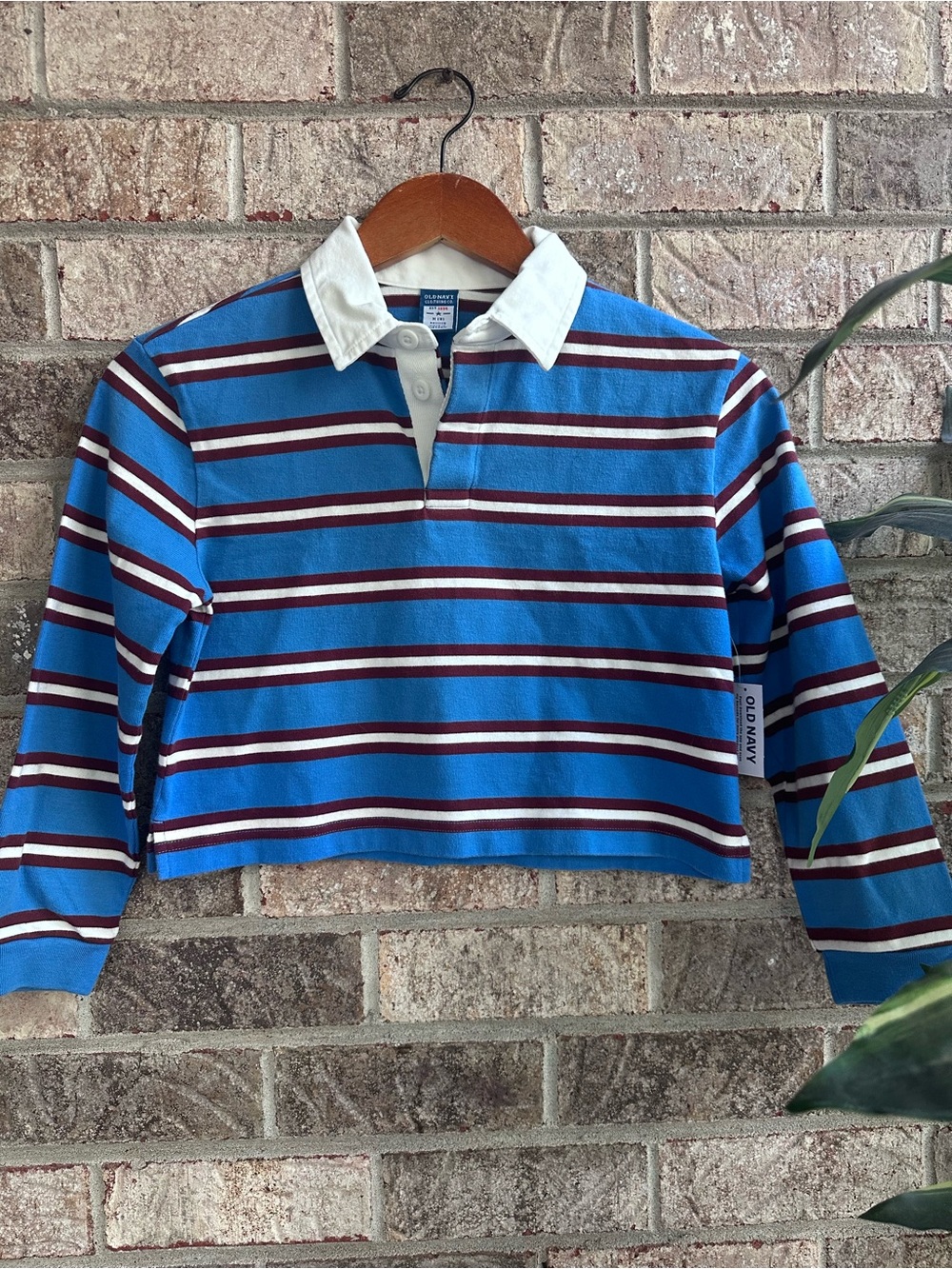 NWT Preppy Girls Old Navy reissue Blue Striped Rugby Polo for Kids size 8